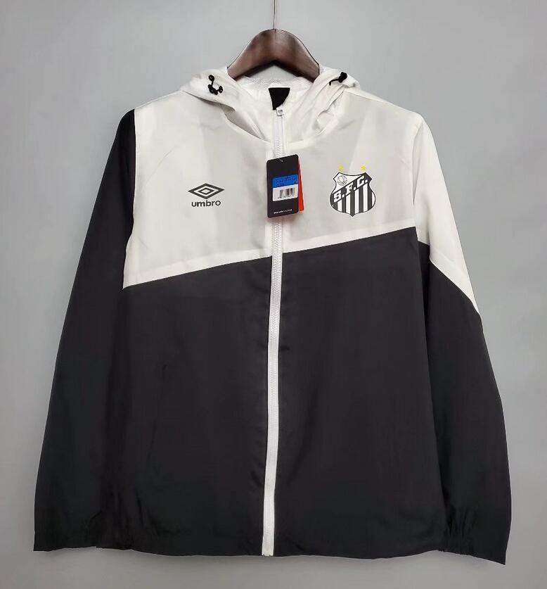 2021/22 Santos FC Black White Hoodie Windbreaker Jacket